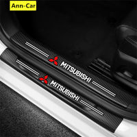 【 Ann-Car】4ชิ้น/เซ็ตประตูรถด้านข้าง Step Sill Strip คาร์บอนไฟเบอร์หนัง Anti Scratch Protector สติกเกอร์ไฟเบอร์สำหรับ Mitsubishi Pajero Asx Outlander Xl 3 Lancer