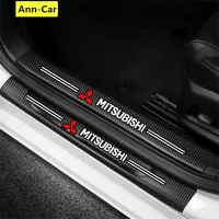 【Ann-Car】4pc/Set Car Door Side Step Sill Strip Carbon Fibre Leather Anti Scratch Protector Sticker Fiber for Mitsubishi Asx Outlander Xl 3 Lancer