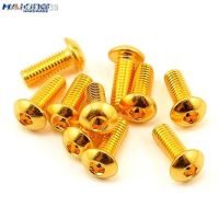 ✟ 10pcs Grade 12.9 Half Round Head Plating Titanium Gold Hex Screw M2 M2.5 M3 M4 M5 Iso7380 Hex Socket Screw Length 5-30mm