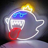 Neon Sign King Boo The Ghost Face LED Neon Light โคมไฟอะคริลิคป้ายสำหรับเกมตกแต่งห้อง Gaming Light อุปกรณ์เสริม Gifts