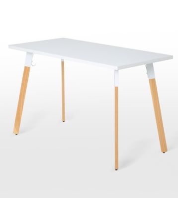 MODERNFORM โต๊ะทำงาน รุ่น  RV ท็อปโต๊ะสีขาว ขาไม้ยาง ขนาด กว้าง 120 X ลึก 58.5 X สูง 74.5