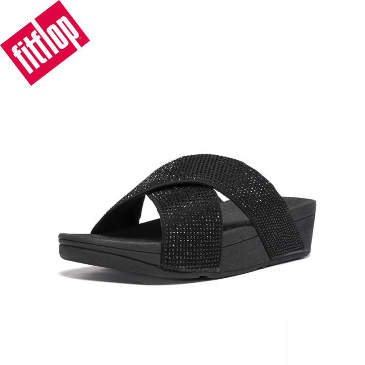 FITFLOPS ใหม่ฤดูร้อนรองเท้าผู้หญิงข้ามเข็มขัดเต็มเพชร ลิ่มแพลตฟอร์ม ...