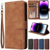 ↂ ZZXX Leather Wallet Phone Case For iPhone 14 13 12 11 Pro Max XS Max XR X SE2022 8/7//6/6S Plus Flip Card Slot Phone Case Cover