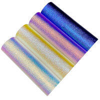 Litchi Grain Embossed Holographic Faux หนัง Spunlace Nowen Backing สำหรับบรรจุภัณฑ์กล่องเครื่องประดับกระเป๋า46*135ซม.