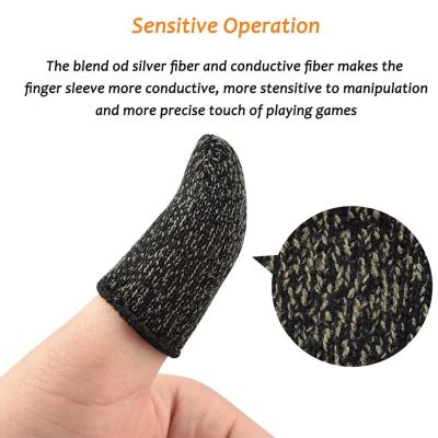 1 Pair Of Finger Sleeve Mobile Game Controller Anti-skid Sweatproof Fingertips Case Conductive Fiber And Spandex Protector Black
