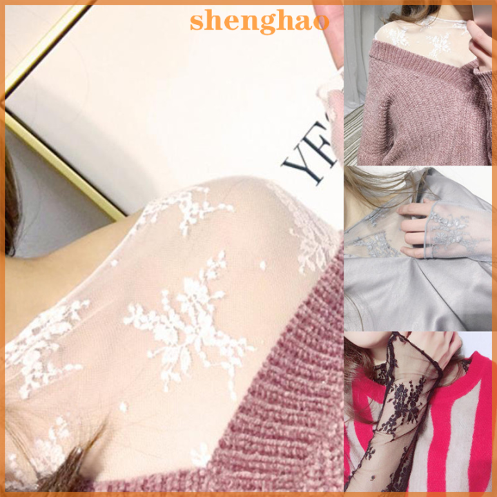 shenghao-เสื้อยืดโปร่งใสสง่างามเซ็กซี่แขนยาวตาข่าย-tulles-ดูผ่านเสื้อ-tops