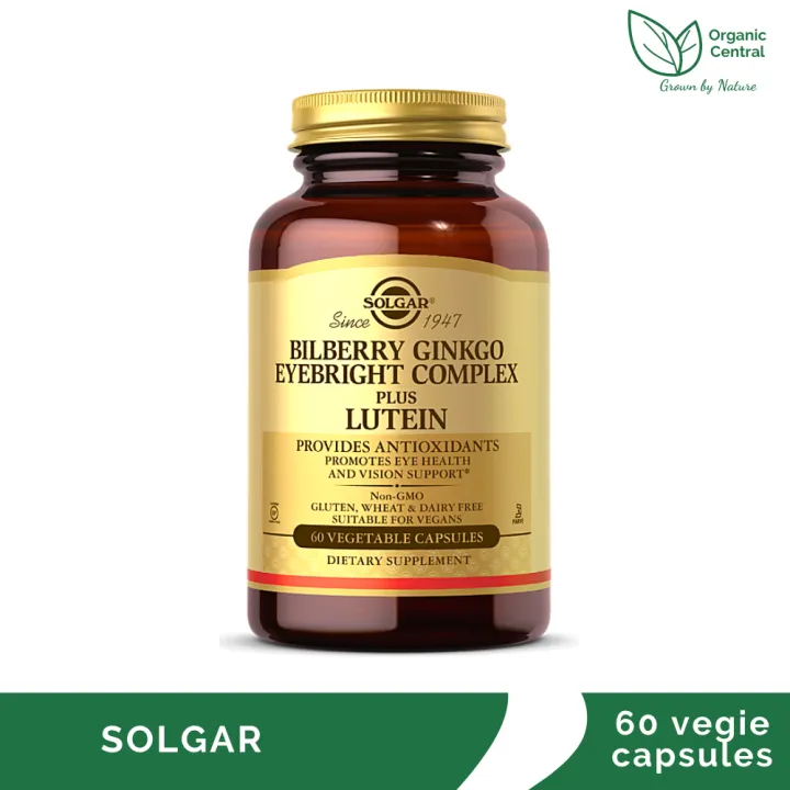 Solgar Bilberry Ginkgo Eyebright Complex Plus Lutein 60 Vegetable ...