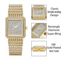 HotMISSFOX Diamond Watch For Women Luxury nd Ladies Gold Square Watch Minimalist og Quartz Movt Unique Female Iced Out Watch
