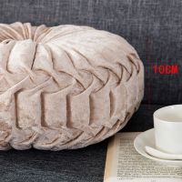 European Style Throw Pillow Luxury Velvet Cushion Pleated Handmade Round Wheel Pumpkin Seat Cushions Dropship