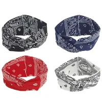 Paisley Hair Bandana Boho Hair Accessories Yoga Outdoor Sports Hairband Headband 4Pc