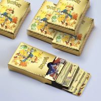 【Free-sun】55 ชิ้น/กล่อง Pokemon Gold Foil Cards ภาษาอังกฤษ Trading Card Collection การ์ดโปเกม่อน