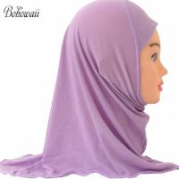 【YF】 BOHOWAII 2-7years Kids Hijab for Muslim Girl Head Wraps Cotton Scarf Abayas Ramadan Bonnet Turban Instant Khimar Cap