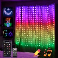 Elenut RGBIC Smart Curtain Lights Led Christmas Fairy Light DIY Picture With APP Remote Control For Easter Garland Decor