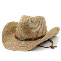 Vintage Mens and womens Jazz Straw Hat with Large Eaves, Sun Beach Cowboy