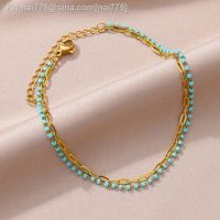 Boho Beaded Anklets for Women Gold Color Stainless Steel Anklet Ladys Summer Beach Jewelry Accessories free shipping bijoux