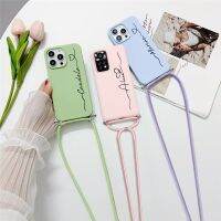 【ส่องแสงอิเล็กทรอนิกส์】เคสสายคล้องตัวย่อชื่อแบบกำหนดเองได้สำหรับ Samsung Galaxy A52s A13 A53 A33 A73สาย S23 5G 4G เคสสร้อยคอแบบเชือกสายรัดพิเศษ