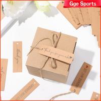 GGE SPORTS แพ็กเกจของขวัญ50/100ชิ้นอุปกรณ์ปาร์ตี้การ์ดกระดาษขอบคุณป้ายแขวนทำด้วยมือพร้อมกระดาษคราฟท์น่ารัก