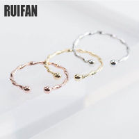 Ruifan แฟชั่นแหวนบิดเงินทองกุหลาบสีทองรอบเปิด925เงินสเตอร์ลิงแหวนบางสำหรับผู้หญิงหญิงเครื่องประดับ YRI071