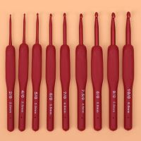 ﹍﹉ 9pcs 2mm-10mm Crochet Hooks Knitting Needle Silicone Handle Aluminum Crochet Sweater Hook Knitting Sewing Tool Weaving Accessory