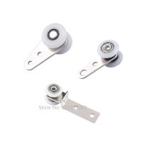 20PcsLot 45x19mm Metal Bearing Pulley Block with Two Plastic Wheel for Wardrobe Cupboard Window Cabinet Sliding Doors Hardware