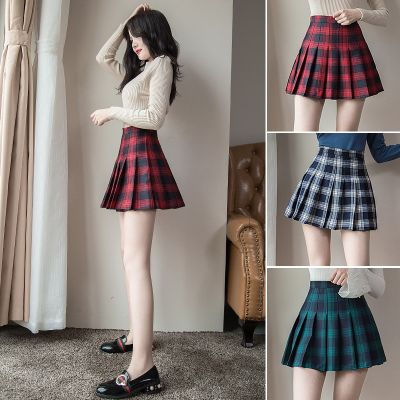 ‘；’ Mini High Waist Pleated Skirts Plaid Sweet Women Harajuku A-Line Sailor Autumn Chic Skirts For Women Clothes