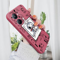 เคส PMP สำหรับ Realme 10เคส C33 Realme HP การ์ตูนน่ารัก Snoopy Charlie Phone สแควร์ของเหลวปลอกซิลิโคนคลุมทั้งหมดเคสป้องกันทนแรงกระแทกกล้อง