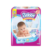 Tã dán bobby mẫu mới size M 76 miếng tặng kèm 6 miếng tả quần size M