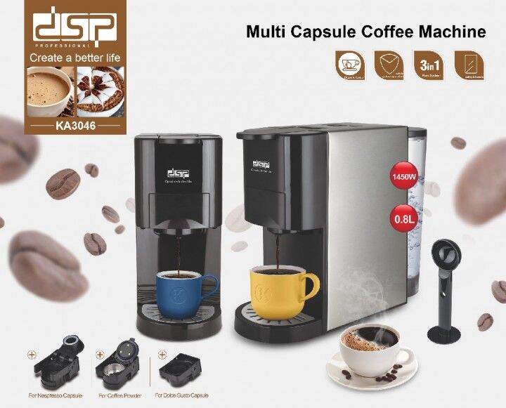 DSP KA3046 Multi Capsule Coffee Machine 1450W Mesin Kopi Kapsul
