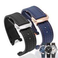 ✗∈卍 สายยาง สำหรับ Omega Seamaster 150 ปลายโค้ง สแตนเลส หัวล็อคพับ Men Quality Replacement Watch Band 20 มม.