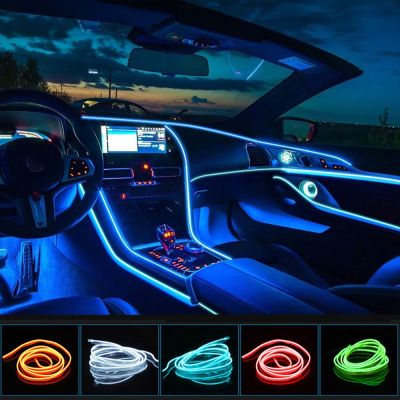 ﺴ Car LED Light Strip 1/2/3/5M Interior Lighting Ambient Light Flexible Neon EL Wiring Atmosphere Lamp For BMW Audi Toyota Honda