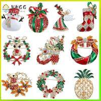 VHGG Cute Creative Rhinestone Lapel Pins Christmas Trees Candy Bells Christmas Brooches Enamel Badges Santa Claus Hat