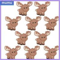 MUMU 10 Piece 1.41.1นิ้วค่ะ ลูกปัดซิลิโคนรูปกวางน่ารัก รูปกวาง ซิลิโคนทำจากซิลิโคน ลูกปัดลายการ์ตูน ฝีมือประณีตประณีต สีน้ำตาลสีน้ำตาลเข้ม ลูกปัดคั่นรูปสัตว์ สำหรับผู้หญิง