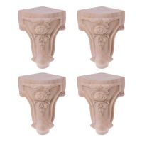 4 Pieces Right Angle Support Sofa Legs Replacement Wooden Carved Cabinet Feet Furniture Protectors Replacement Parts Furniture Protectors Replacement