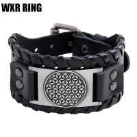 WXR RING ใหม่แฟชั่นผู้ชายทอมือสร้อยข้อมือหนังอุปกรณ์เครื่องประดับแฟชั่น