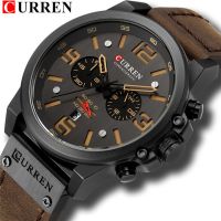 {zhiyun Watchshop} Curren Mens นาฬิกาแบรนด์หรูแบรนด์ทหารกีฬานาฬิกาข้อมือสายหนังควอตซ์นาฬิกากันน้ำ Relogio Masculino 8314