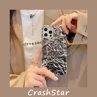 CrashStar เคสโทรศัพท์นิ่มชุบหรูหรา,สำหรับ iPhone 14 13 12 11 Pro Max Mini XS XR 7 8 Plus + SE 2020กรอบหลังเคสใส่โทรศัพท์แฟชั่นสีเงินกันกระแทก