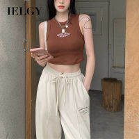 IELGY Short I-Shaped เสื้อนอกเสื้อกั๊กปักลายเข้ารูปสำหรับผู้หญิงชุดแขนกุด