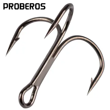 Kingdom Fishing Hooks Treble Carbon Steel 4# 6# 8# 10# 12# 14# Stiff  Anti-corrosion Durable Hooks Sharp Strong Barb 8pcs/box