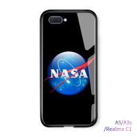 UCUC เคสโทรศัพท์เคสสำหรับ OPPO A3s/A12E/realme C1NASA อเมริกาพื้นที่โลโก้กระจกเทมเปอร์กรณีเคสใส่โทรศัพท์ฝาหลัง