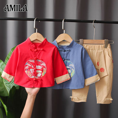 AMILA Boy S Hanfu Boy S Two Piece Tang Suit Costumes