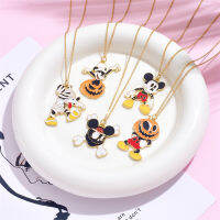 XiaoboACC การ์ตูนแฟชั่นสำหรับผู้หญิง Mickey Human Skull เครื่องประดับสร้อยคลุมไหปลาร้าฮาโลวีน