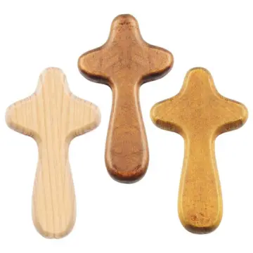 Small Hand Held Wooden Pocket Crosses Wood Clinging for Cross