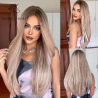 Blonde Unicorn Synthetic Long Straight Brown Blonde Wig with Highlight Cosplay Halloween Wigs for Women Heat Resistant Fiber [ Hot sell ] Toy Center 2
