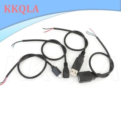 QKKQLA 0.3M USB 2.0 Type A Male female 2Pin 4pin micro USB repair welding Cable Power charging Supply Adapter DIY Connector 2 4 core