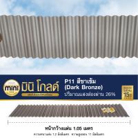 แผ่นหลังคาโปร่งแสง Mini Gold สีชาเข้ม P11 แถมสกรู