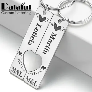 Customized Name Padlock Key Valentine's Day Love Lock Personalized Date  Couple Keychain Key and Lock Fashion Jewelry Couple Gift