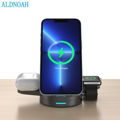 3 in 1 Magnetic Wireless Chargers for iPhone 13 12 Pro Max Mini Fast 15W Charger for Apple Watch 7 6 5 4 Airpods Pro 2 3 Holder