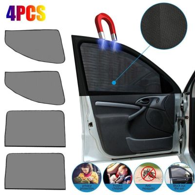 4Pcs Car Magnetic Sun Shade Cover Side Window Sunshade UV Protection Black Curtain Mesh Full Blackout Film Car Accessories