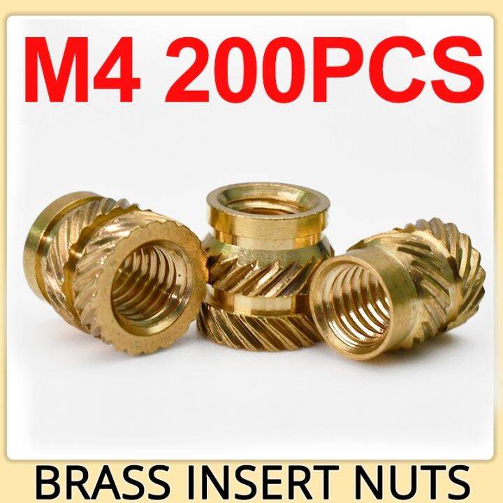 200pcs M4 Brass Hot Melt Heat Insert Nut Knurled Thread Insertion