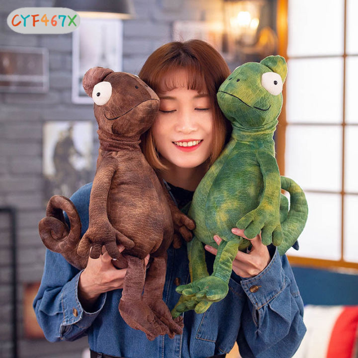 cyf-ตุ๊กตาตุ๊กตาสัตว์เลื้อยคลานคาเมเลี่ยนจำลอง35cm-boneka-mainan-กำมะหยี่นุ่มของขวัญสุดสร้างสรรค์สำหรับเด็กหญิงเด็กชายสีน้ำตาล